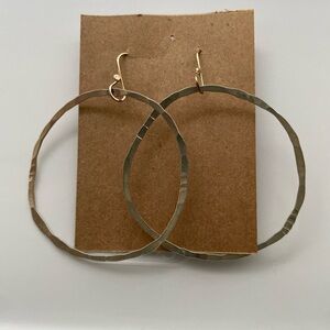 Silver Hammered Hoop Earrings - Women Jewelry